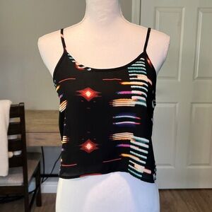 Nasty Gal City Lights Black Abstract Print Cropped Tank Top - Size XS